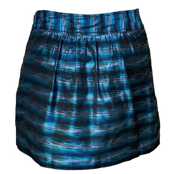 MICHAEL Michael Kors Teal Metallic Pocketed Mini Skirt, Pleated Women's Size 12 - Picture 5 of 10